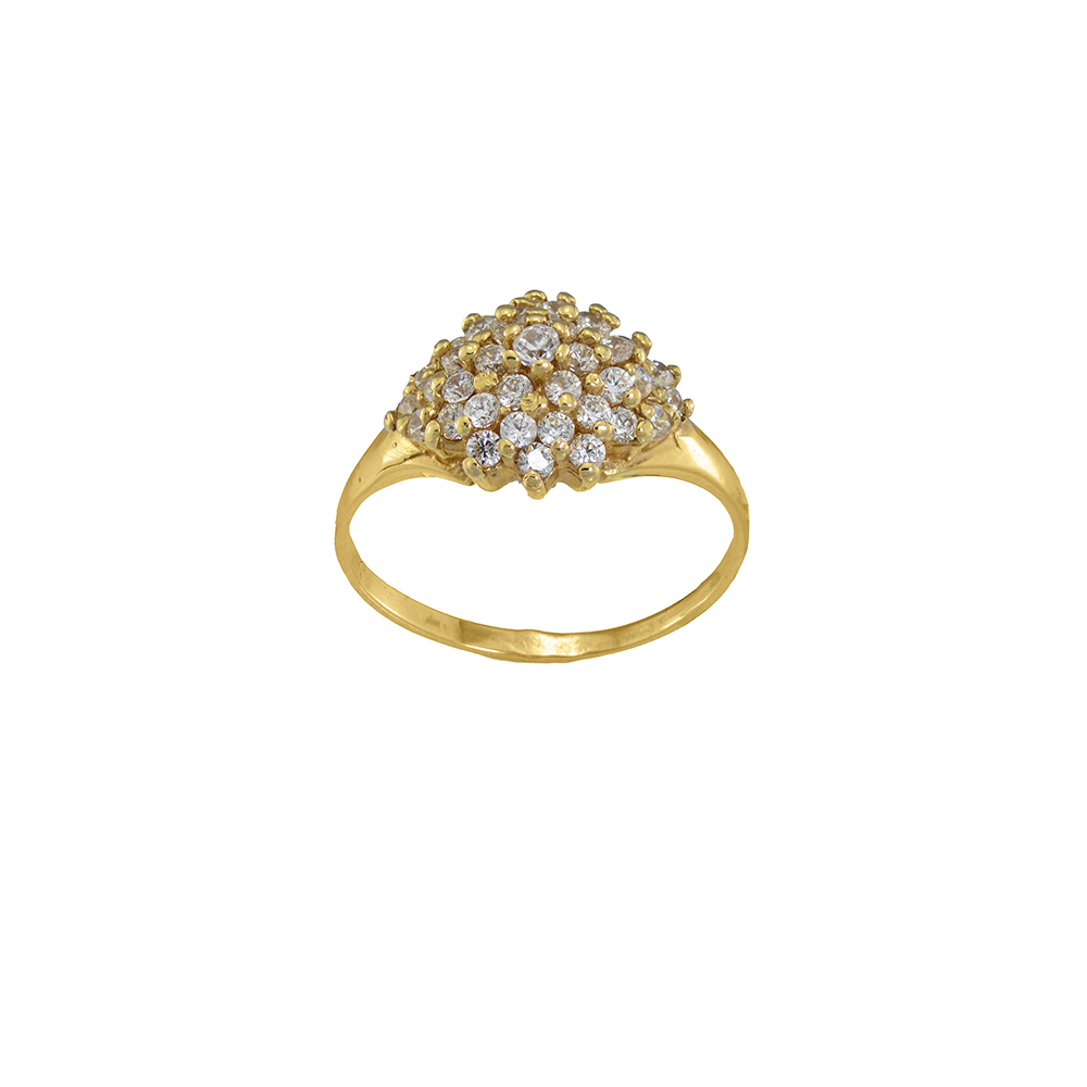 Złoty pierścionek kwiat cyrkonii