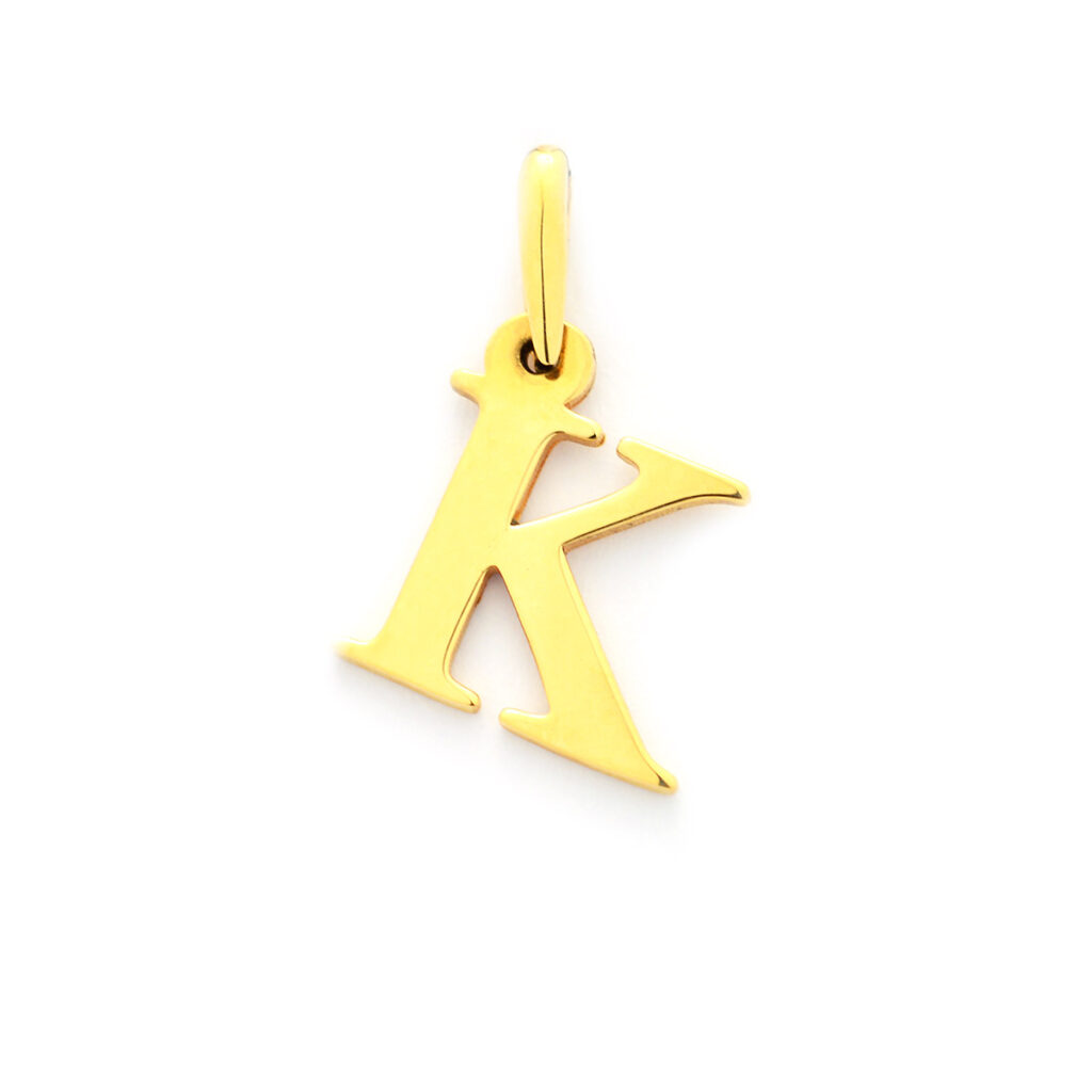 Złota zawieszka litera "K"