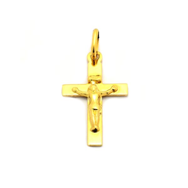 Złota zawieszka krzyż wizerunek Jezus