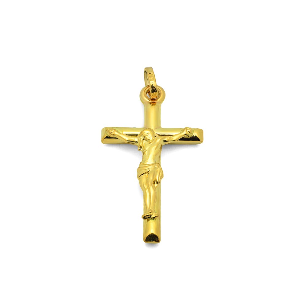 Złota zawieszka krzyż z wizerunkiem 585