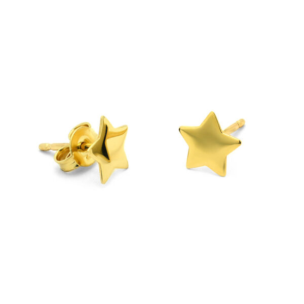 Złote kolczyki gwiazdy 585, zdjęcie produktowe, sprzedażowe