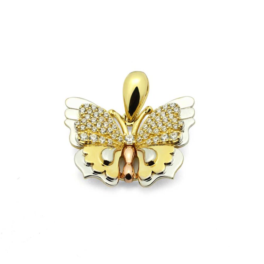 Złota zawieszka motyl 585, biżuteria z motylem,