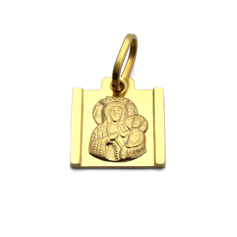 Złoty medalik z wizerunkiem Matki Boskiej Częstochowskiej z Dzieciątkiem 585