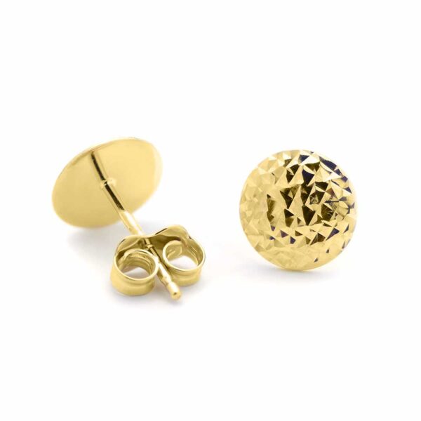 Złote kolczyki okrągłe blaszki diamentowane