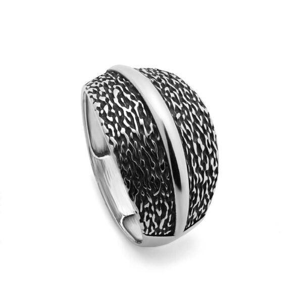 Srebrny pierścionek szeroki oksydowany owalny, pierścionek srebrny szeroki, duży srebrny pierścionek