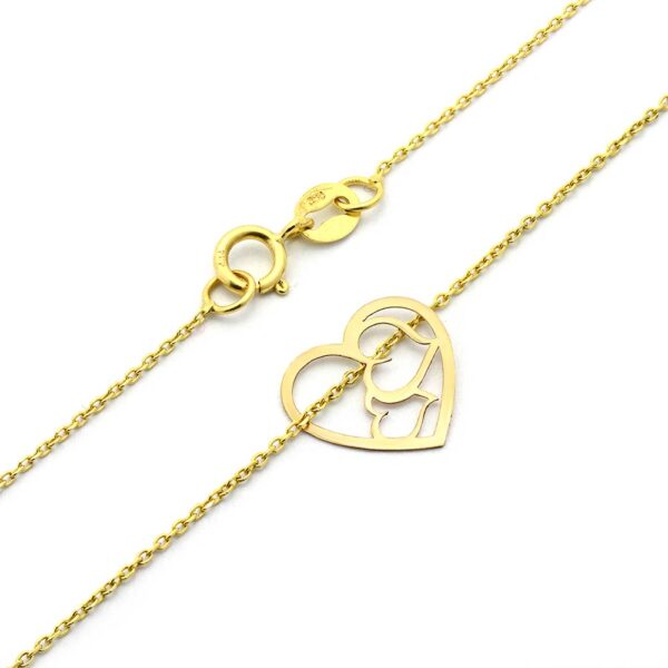 Złoty naszyjnik z sercem, złoty łańcuszek na walentynki dla dziewczyny, złoty łańcuszek serce, zloty lancuszek z sercem,